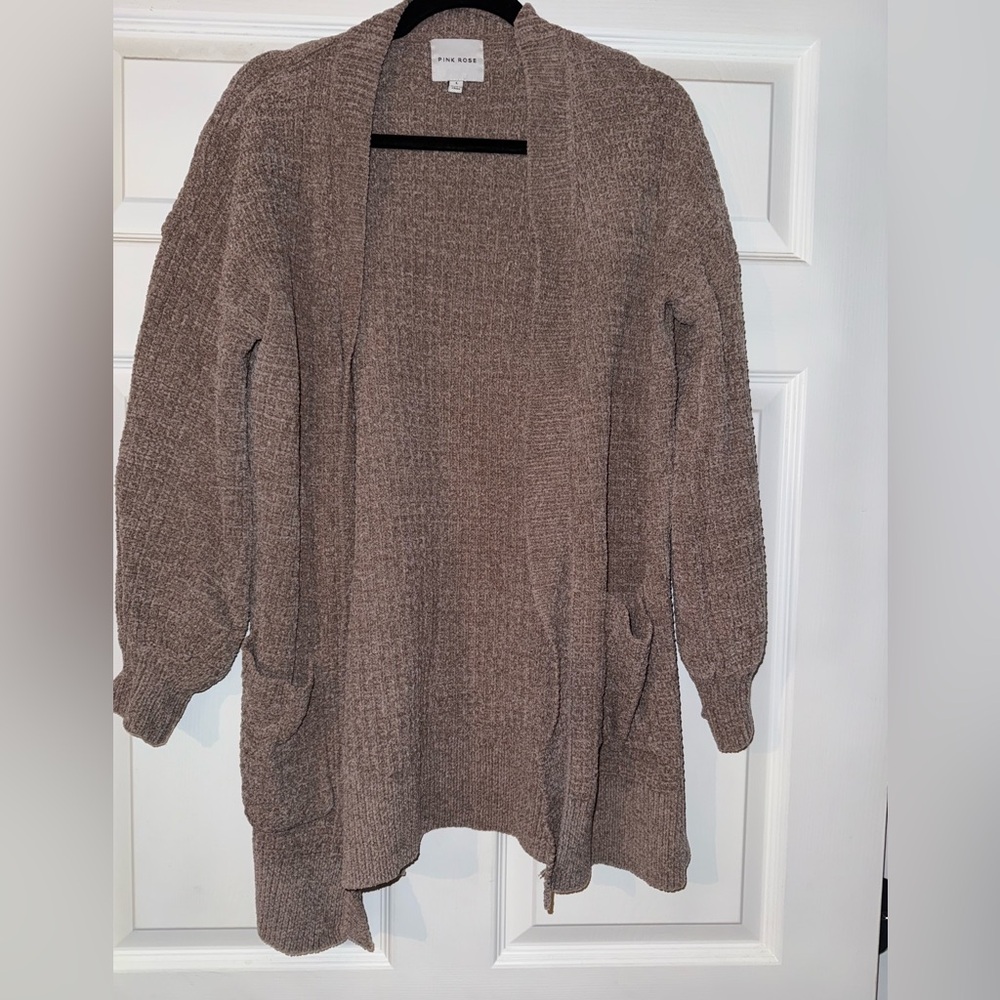 Chenelle Pink Rose brown cardigan size Large